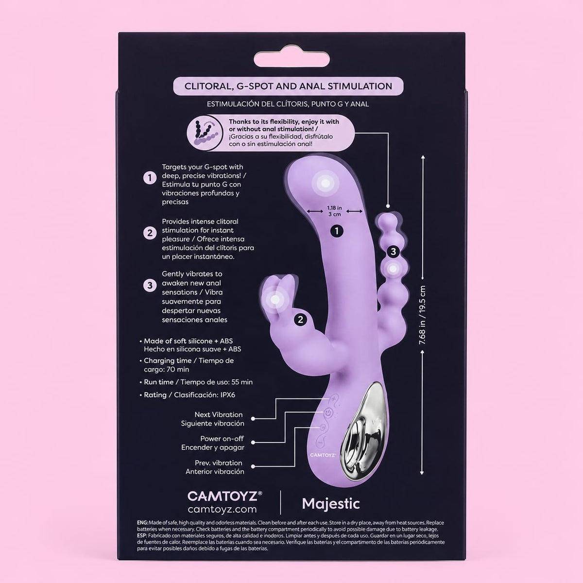 Vibrador Conejo Triple Función Anal Trento Majestic