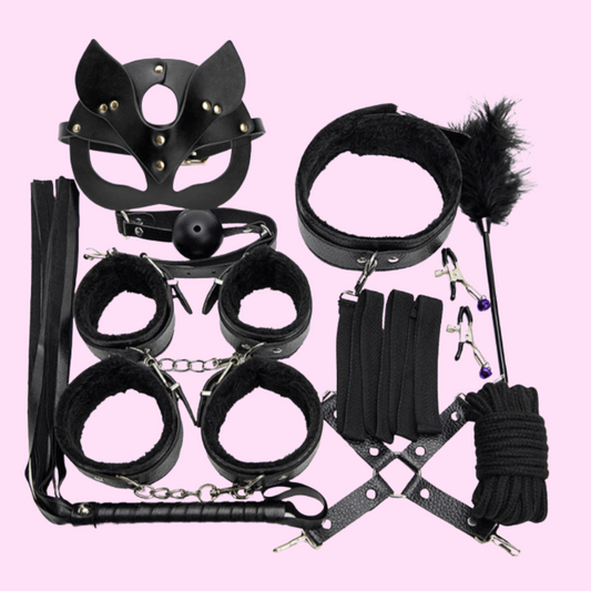 Kit BDSM Fetiche Negro 11 piezas