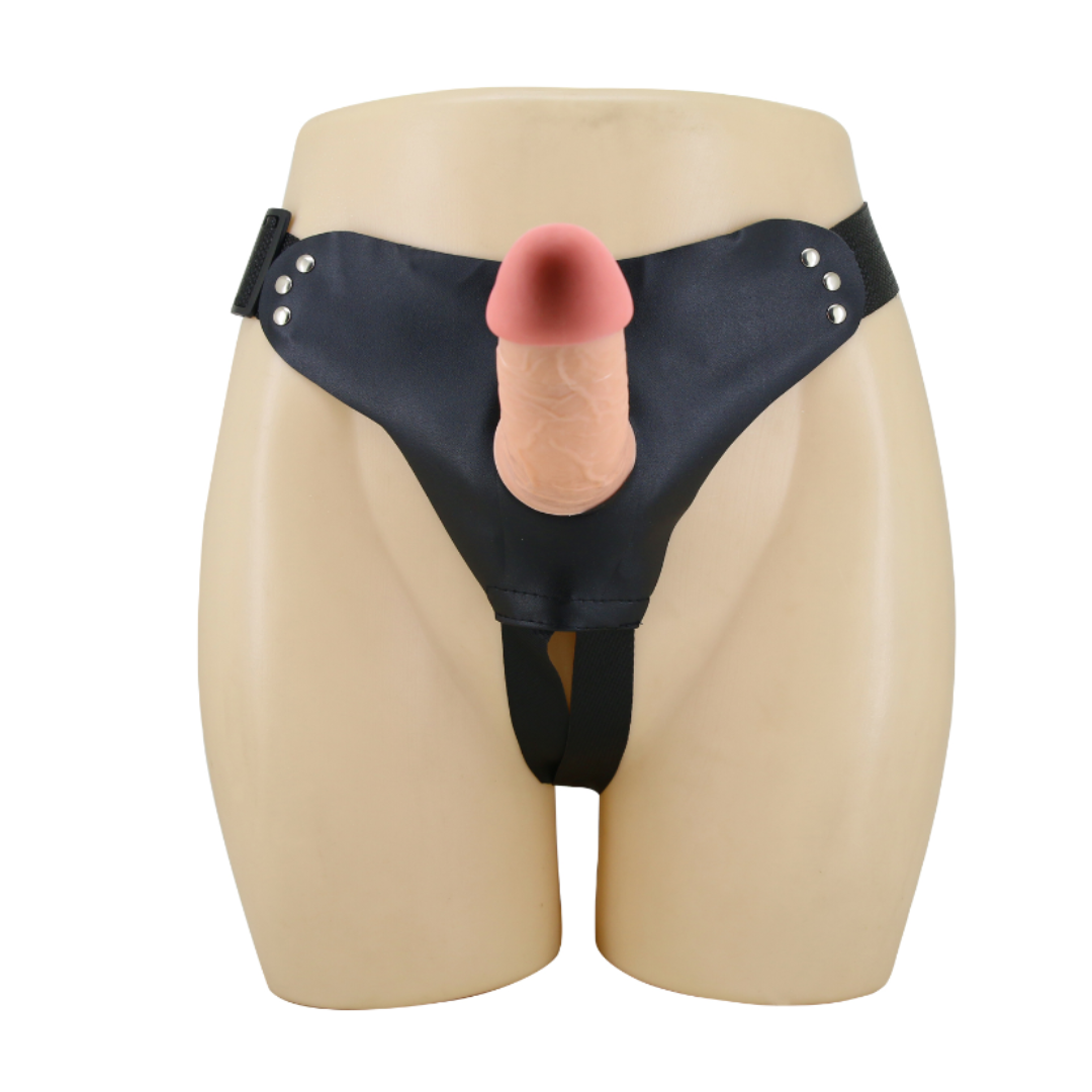 Arnés hueco ajustable realista con estimulador de clítoris de 19 cm