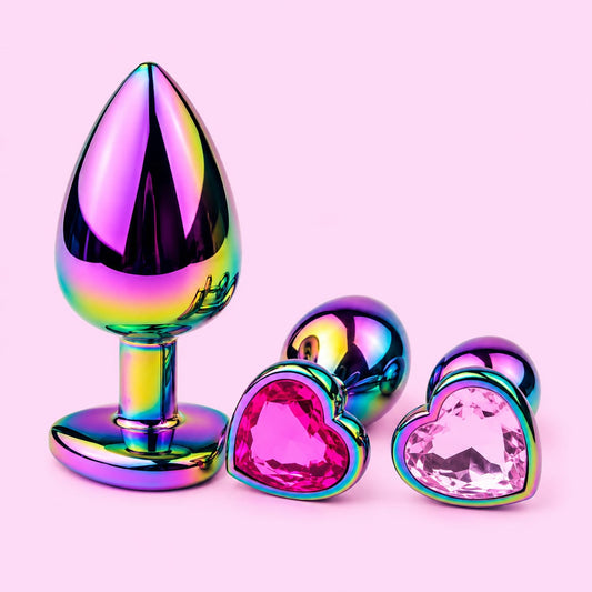 Plug Anal de Diamante Corazón Tornasol