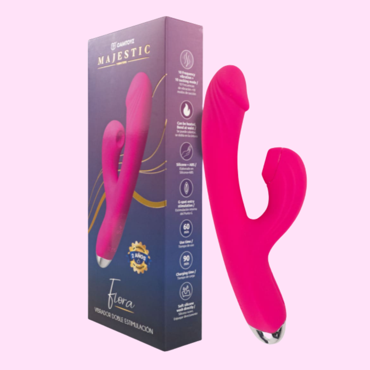 Vibrador Conejo Recargable con Succión Flora Camtoyz