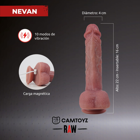 Vibrador Super Realista Autopenetrable con Rotación 22 cm «Nevan»